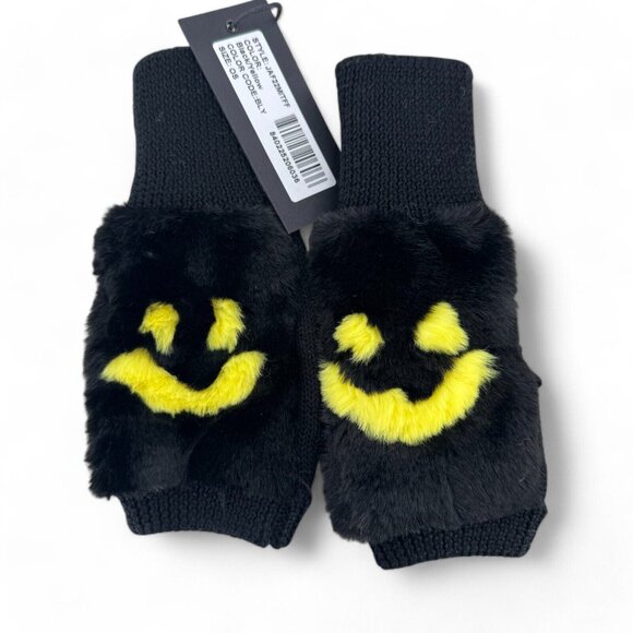 Jocelyn Accessories - Jocelyn Intarsia Jack O Lanterns Faux Fur Mittens Cozy Soft Spooky Fingerless QZ